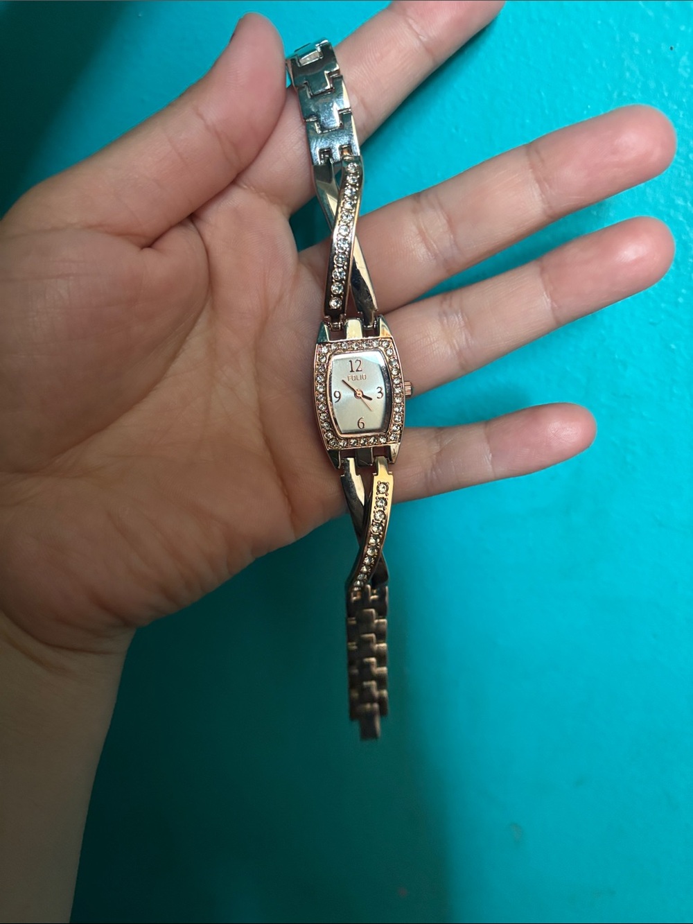Women's Rose Gold Crystal Accent Bracelet Watch Folio